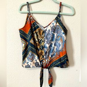 Patterned H&M Tie Front Tank Top - Purchased in ITALY - Size L
